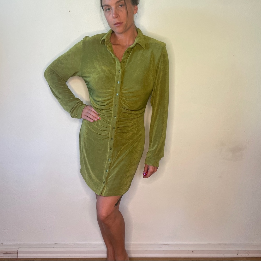 With Jean Green Ruched Dress
